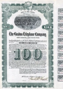1902 Gordon Telephone Co Bond Certificate - Picture 1 of 1