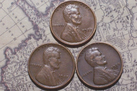 1927--P,D,&S @ (3-Nice) Old Lincoln Pennies  [From old Rolls] Cover