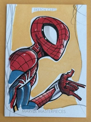Marvel Masterpieces 2020 Spiderman Sketch Card By Marcelo Ferreira, Upper Deck - Image 1 of 2