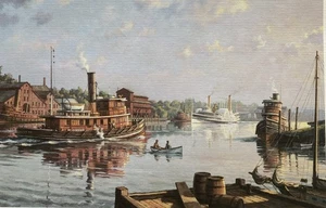 Rondout Creek In 1915 By William G Muller Vintage Lithograph Print Large - Picture 1 of 5