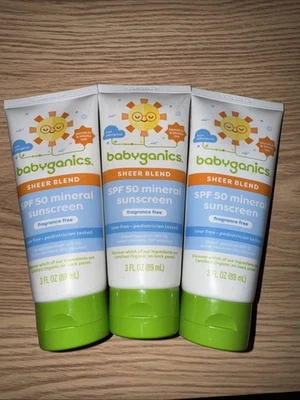 (3) Babyganics солнцезащитный крем прозрачная смесь SPF 50 без запаха 6 жидких унций всего (B58) - Изображение 1 из 2