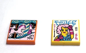 Lego-Minifigur Utensil-Menge 2-Fliese 2 x 2, Musik Album, gelb, orange - Bild 1 von 1