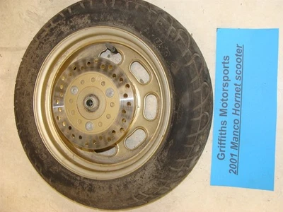 2001 MANCO HORNET 50cc SCOOTER oem front wheel rim tire brake rotor 3.00-10 NICE - Image 1 of 4