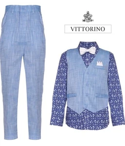 Vittorino Boy's 4 Piece Suit Set with Vest Pants Shirt and Tie - Size 10 - Picture 1 of 5