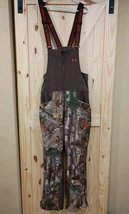 UA Storm Realtree Xtra Insulated Bib Overalls Mens L Fleece Lined Hunting Hiking - Picture 1 of 11