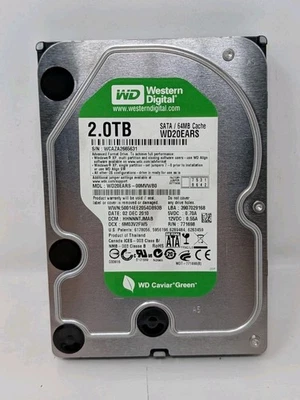 Western Digital Caviar Green 2TB SATA 64Mb Cache WD20EARS-00MVWB0 5400RPM HDD - Image 1 of 4