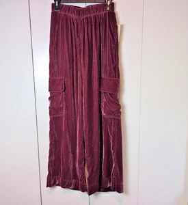 Universal Thread Women's M Mid Rise Wide Leg Velvet Cargo Pants Maroon - Picture 1 of 7