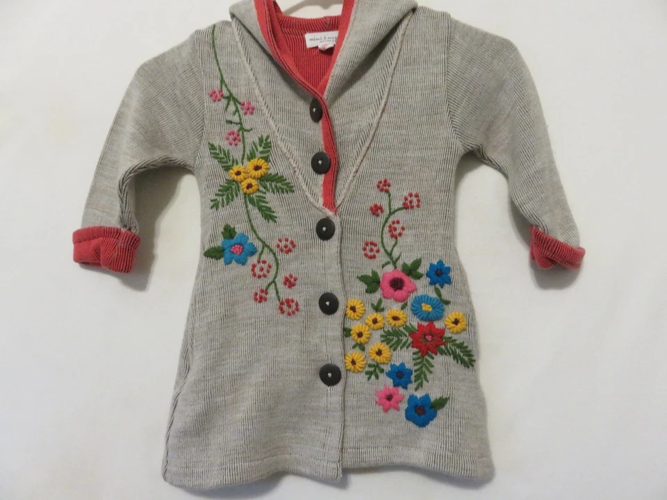 Cárdigan Mimi & Maggie Niñas 2T Algodón Con Capucha Colorido Bordado Floral ¡COMO NUEVO! Foto 1 de 4