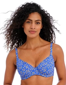 Freya Garden Disco Plunge Bikini Top Underwired Lined Swimwear 204302 Bluebell - Picture 1 of 5