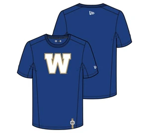 2025 Winnipeg Blue Bombers CFL Football New Era Equipment Sideline T Shirt Royal - Picture 1 of 3