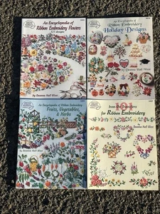 Lot of 4 Ribbon Embroidery Books Deanna West holiday fruits transfers flowers - Picture 1 of 10