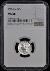 1943-S Mercury Dime 10C NGC MS66 - Picture 1 of 2