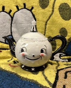 Johanna Parker Laughing Luna Carnival Cottage Teapot Black White MCM Vibe - Picture 1 of 5