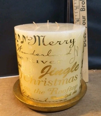 "Hermosa vela de pilar de 3 mechas grande cera de ladrillo redonda 5""x5"" con base" Foto 1 de 4