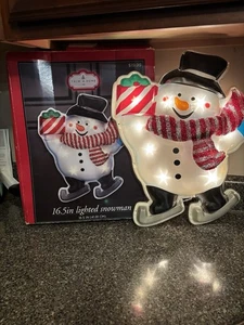 Vintage Lighted Snowman Trim A Home Lighted Window Decoration Christmas Holiday - Picture 1 of 7