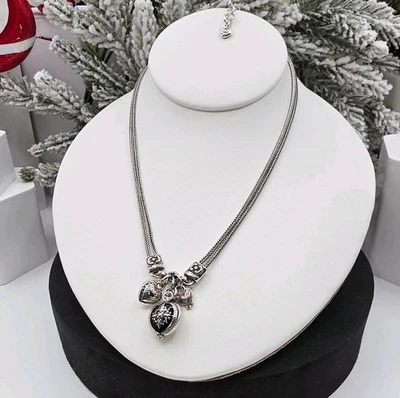 Брайтон серебристого тона мульти сердце подвеска ожерелье черная эмаль кристалл 18» - Изображение 1 из 4