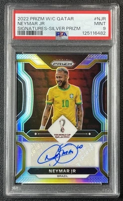 NEYMAR JR PSA 9 2022 PANINI PRIZM WORLD CUP #S-NJR SIGNATURES AUTO SILVER 4/49 - Image 1 of 2