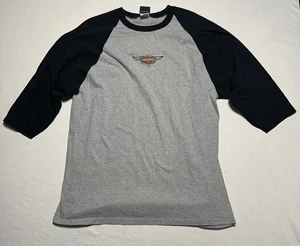 Camisa de béisbol Harley-Davidson Savannah GA XL gris negra manga 3/4 camiseta raglán - Imagen 1 de 7