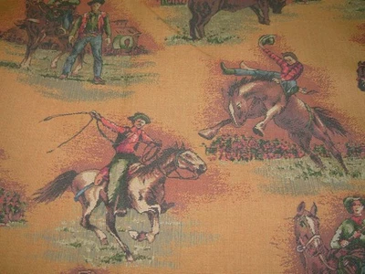 11 ЯРДОВ КОРОЛЕВСКИЙ ГОБЕЛЕН ЮГО-ЗАПАД КОВБОЙ РОДЕО ОБИВОЧНАЯ ТКАНЬ ДЛЯ МЕНЬШЕГО - Изображение 1 из 4