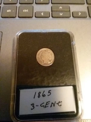1865 Three Cent Nickel Piece 3C Circulated Civil War Date US Type Coin - Image 1 of 2