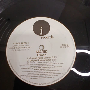 MARIO - C'mon -J records-12"-Single-Vinyl-33 RPM-Promotional Copy - no cover - Foto 1 di 8