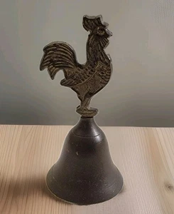 Vintage Brass Rooster Hand Bell From India 5" decor - Picture 1 of 5