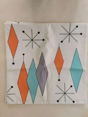 Mid-century Pillow Covers Linen Blend Set Of 2 Zipper Closure COVERS ONLY Lot 4 - Image 1 of 4