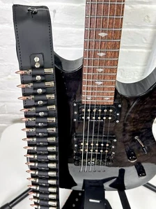 Correa de guitarra Bullet níquel resistente extra larga correa de guitarra de cuero punk rock - Imagen 1 de 3
