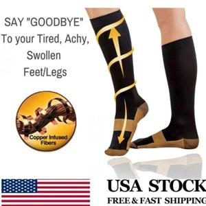6 Pairs Copper Energy Knee High Compression Socks For Men Women Pain Relief US - Picture 1 of 21