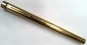 Gold Plated Shaeffer Fountain Pen Targa 1005 Fine 14k Nib USA Fluted Pattern - Picture 1 of 10