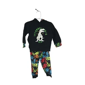 2pc Tyrannosaurus Rex Colorful Dinosaurs Black Hoodie Matching Pants 12-18 Month - Picture 1 of 15