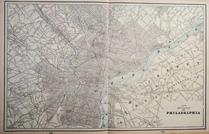 Antique MAP Engraving 1893 “PHILADELPHIA” 13" x 21" - Picture 1 of 4