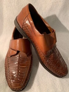 Vtg LIfe Outdoors mens Woven Brown Monk Strap Leather Shoe Sandal 11.5 EE Wide - Picture 1 of 12