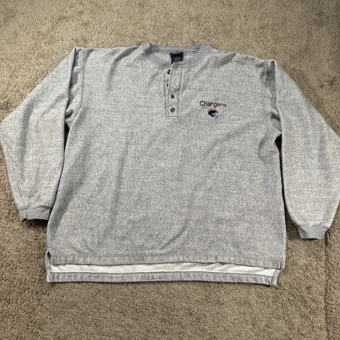 Vintage San Diego Chargers Sweater Adult Extra Large Gray The Edge Henley Mens Cover