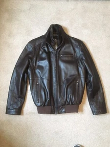 Mallorca Piel Soft Brown leather jacket mens Size 54 Furr Collar Lining VVGC - Picture 1 of 6