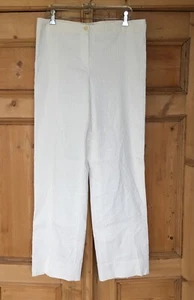 ARMANI Collezioni White Pinstripe Pants Womens 12 Tailored Stretch Lined Cotton - Picture 1 of 5