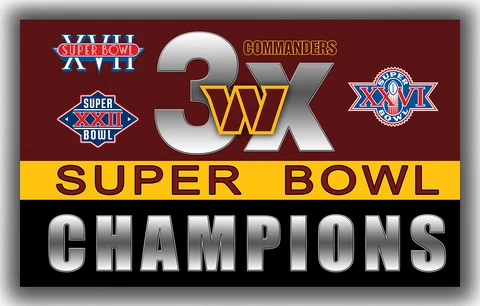 Washington Commanders Football 3X Champion Memorable Flag 90x150cm 3x5ft banner Cover