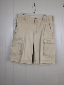 Express Cargo Shorts Mens 33 Beige Heavy Cotton Guc - Picture 1 of 10