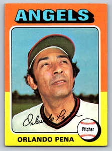 Tarjeta de béisbol Topps #573 1975 de los Orlando Pena de los California Angels - Imagen 1 de 2