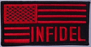 BLACK AND RED USA PATCH - INFIDEL PATCH * AMERICAN FLAG PATCH - MOTORCYCLE - Picture 1 of 1