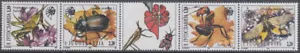 YUGOSLAVIA SC # 2321a-d CPL MNH TIRA de 4 + ETIQUETA (plegada) - INSECTOS - Imagen 1 de 1
