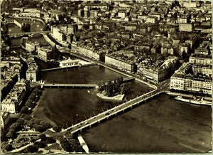 Postal con foto real RPPC Geneva Aerial View 1953 Suiza - Imagen 1 de 2