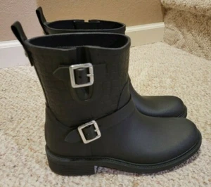 Stivaletti da pioggia Sam Edelman 7M KEIGAN neri in gomma donna NUOVI - Foto 1 di 5