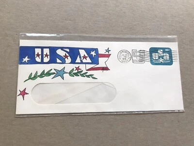 US 1978 FDC Stationery +USA Star #U586 +Melissa Fox Hand-Drawn Cachet +Unique  - Image 1 of 2