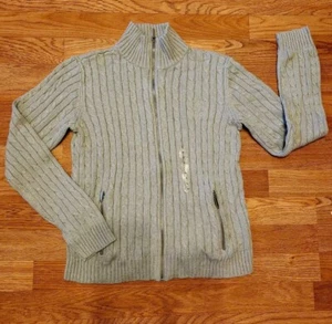 Suéter Ralph Lauren Para Mujer Monograma Cresta Tejido con Cable Talla S Cuello Simulado Gris - Imagen 1 de 11