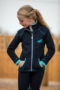 Mark Todd Kinder Kinder weiche Fleecejacke Pullover mit durchgehendem Reißverschluss marineblau/aqua XS-L