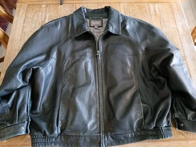 Chaqueta de Cuero Wilsons Para Hombres 2X Abrigo de Bombardero de Cuero Negro Thinsulate Bonito  Foto 1 de 4