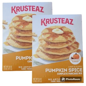 Krusteaz Pumpkin Spice Complete PANCAKE Mix REAL Pumpkin, Light Fluffy 2 pack - Picture 1 of 11