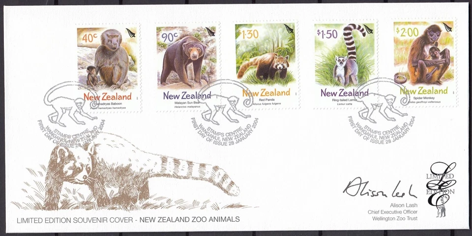 NEW ZEALAND 2004 Zoo Animals, Limited Edition FDC - Image 1 of 1