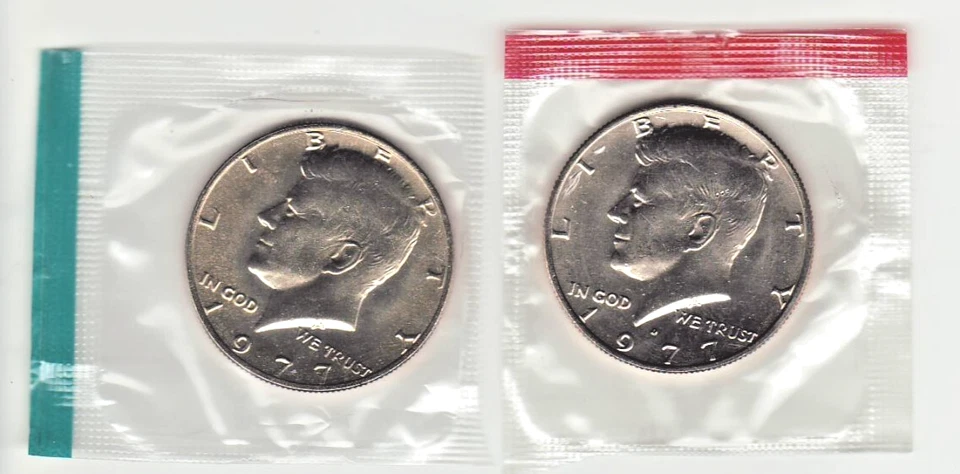 1977  P  D  Kennedy Half Dollar  CELLO MINT SET  2 Coins - Image 1 of 1